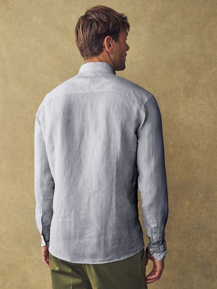Barbour® Blue Regular Fit 100% Linen Shirt - Image 2 of 4