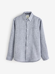 Barbour® Blue Regular Fit 100% Linen Shirt - Image 4 of 4