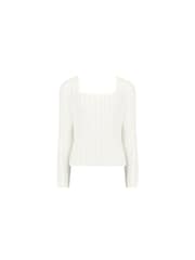 Ro&Zo White Scallop Neck Knit Top - Image 5 of 6