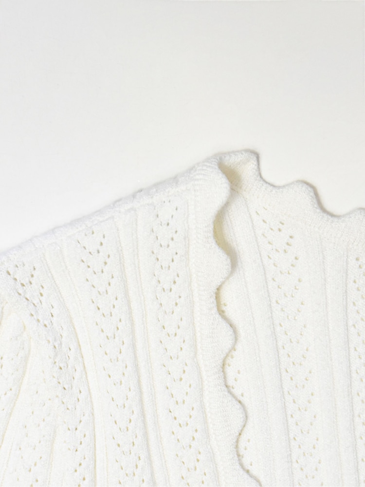 Ro&Zo White Scallop Neck Knit Top - Image 6 of 6