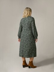 Live Unlimited Green Curve Ditsy Jersey Shirred Waist Dress - Image 2 of 8