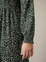 Live Unlimited Green Curve Ditsy Jersey Shirred Waist Dress - Image 7 of 8
