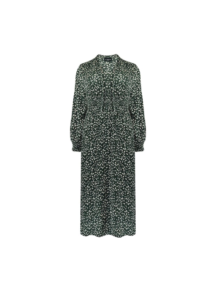 Live Unlimited Green Curve Ditsy Jersey Shirred Waist Dress - Image 8 of 8