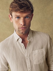 Barbour® Neutral Regular Fit 100% Linen Shirt - Image 4 of 4
