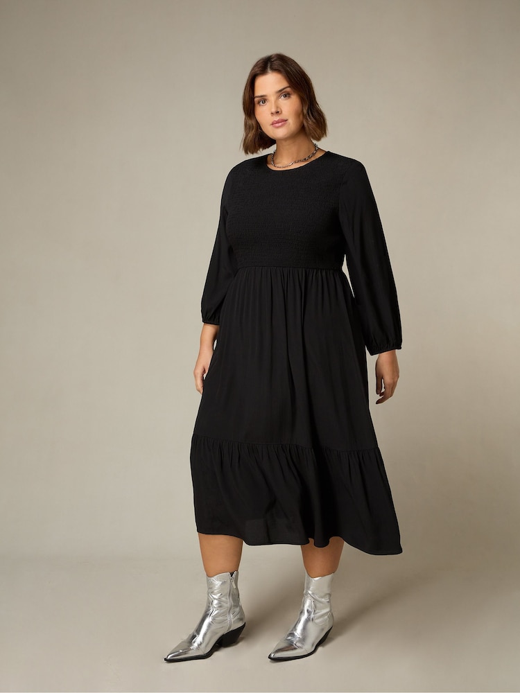 Live Unlimited Curve Shirred Front Midi Dress - Bild 1 von 5