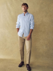 Barbour® Blue Stripe Regular Fit 100% Linen Shirt - Image 2 of 4
