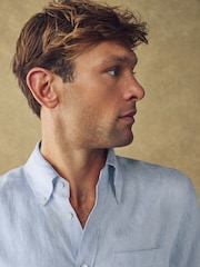 Barbour® Blue Stripe Regular Fit 100% Linen Shirt - Image 4 of 4