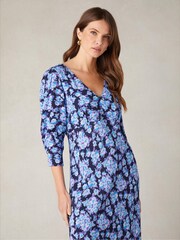 Ro&Zo Blurred Floral Print V-Neck Midi Dress - Image 6 of 9