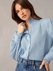 Ro&Zo Blue Pintuck Blouse - Image 6 of 9