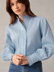 Ro&Zo Blue Pintuck Blouse - Image 7 of 9