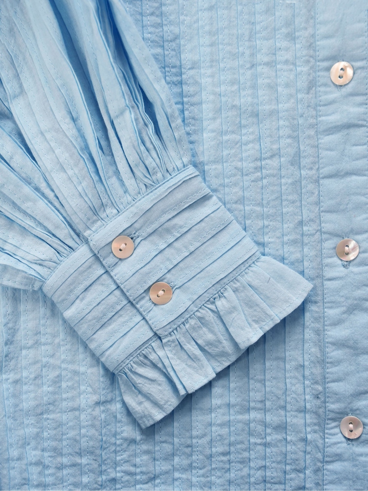 Ro&Zo Blue Pintuck Blouse - Image 9 of 9 Ro&Zo Blue Pintuck Blouse - Image 9 of 9
