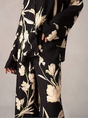 Ro&Zo Climbing Floral Seam Detail Black Trousers - Image 3 of 5