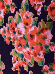 Ro&Zo Black Red Rose Print Ruched Front Midi Dress - Image 9 of 9