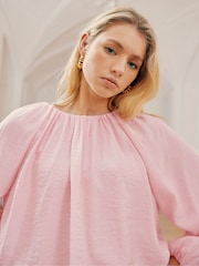 Ro&Zo Pink Blouson Sleeve Top - Image 2 of 3