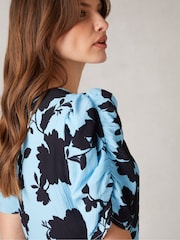 Ro&Zo Blue Luna Shadow Floral Print Midi Dress - Image 5 of 8