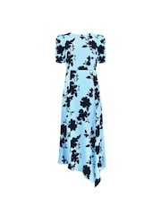Ro&Zo Blue Luna Shadow Floral Print Midi Dress - Image 7 of 8