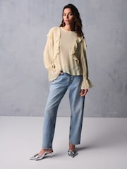 Ecru Ruffle Long Sleeve Blouse - Image 2 of 7