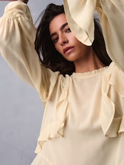 Ecru Ruffle Long Sleeve Blouse - Image 5 of 7