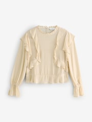 Ecru Ruffle Long Sleeve Blouse - Image 6 of 7