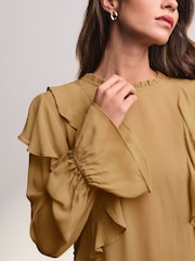 Olive Green Ruffle Long Sleeve Blouse - Image 5 of 8