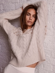Mint Velvet Cream Cable Knit Jumper - Image 1 of 4