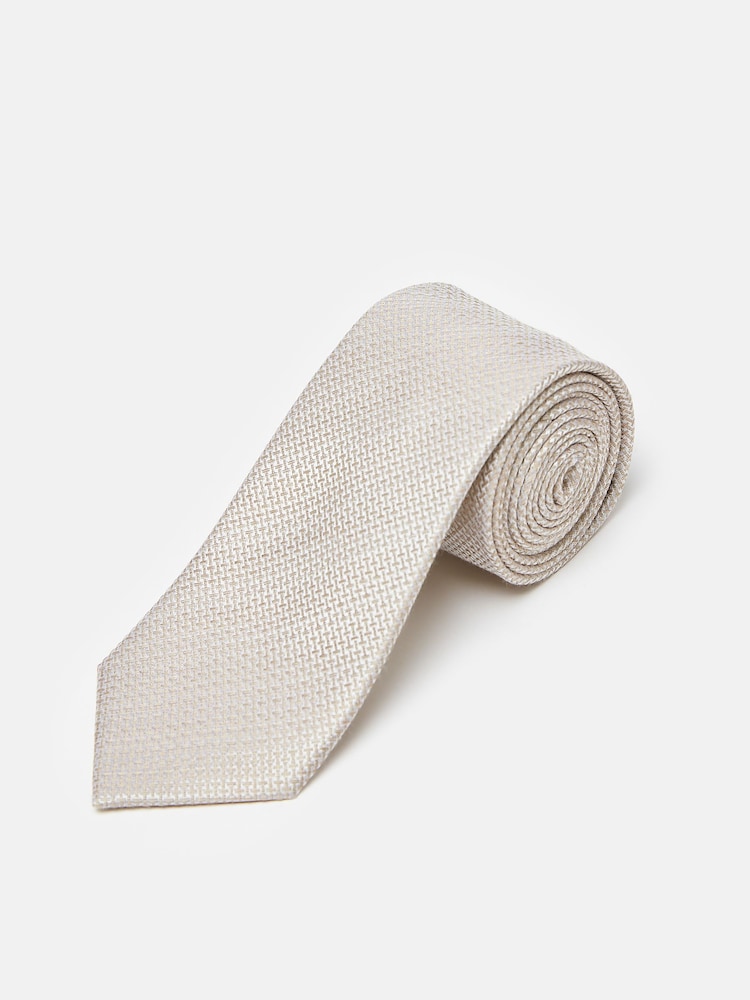 Joules Neutral Textured Silk Tie - Image 1 of 2