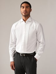 Joules White Pleated Bib Front Dress Shirt - Image 1 of 7