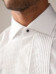 Joules White Pleated Bib Front Dress Shirt - Image 4 of 7
