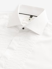 Joules White Pleated Bib Front Dress Shirt - Image 6 of 7