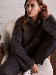 Mint Velvet Grey Chunky Knit Jumper - Image 1 of 4