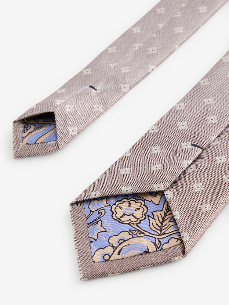 Joules Neutral Medallion Silk Tie - Image 3 of 3