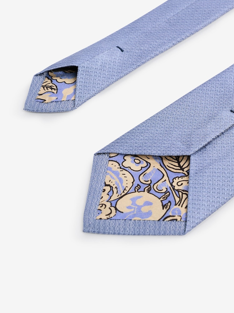 Joules Blue Textured Silk Tie - Image 3 of 3