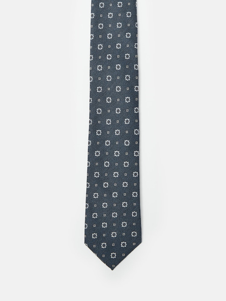 Joules Navy Blue Medallion Silk Tie - Image 2 of 3 Joules Navy Blue Medallion Silk Tie - Image 2 of 3