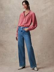 Pink Washed Ruffle Neck Long Sleeve Blouse - Image 2 of 7