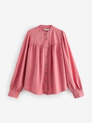 Pink Washed Ruffle Neck Long Sleeve Blouse - Image 6 of 7