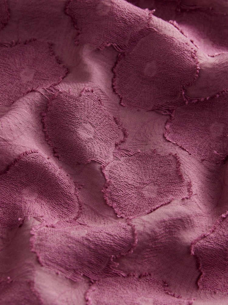 Burgundy Red Premium Tie Neck Long Sleeve Jacquard Blouse - Image 7 of 7