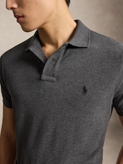 Polo Ralph Lauren Grey Custom Fit Mesh Pique Polo Shirt - Image 4 of 5