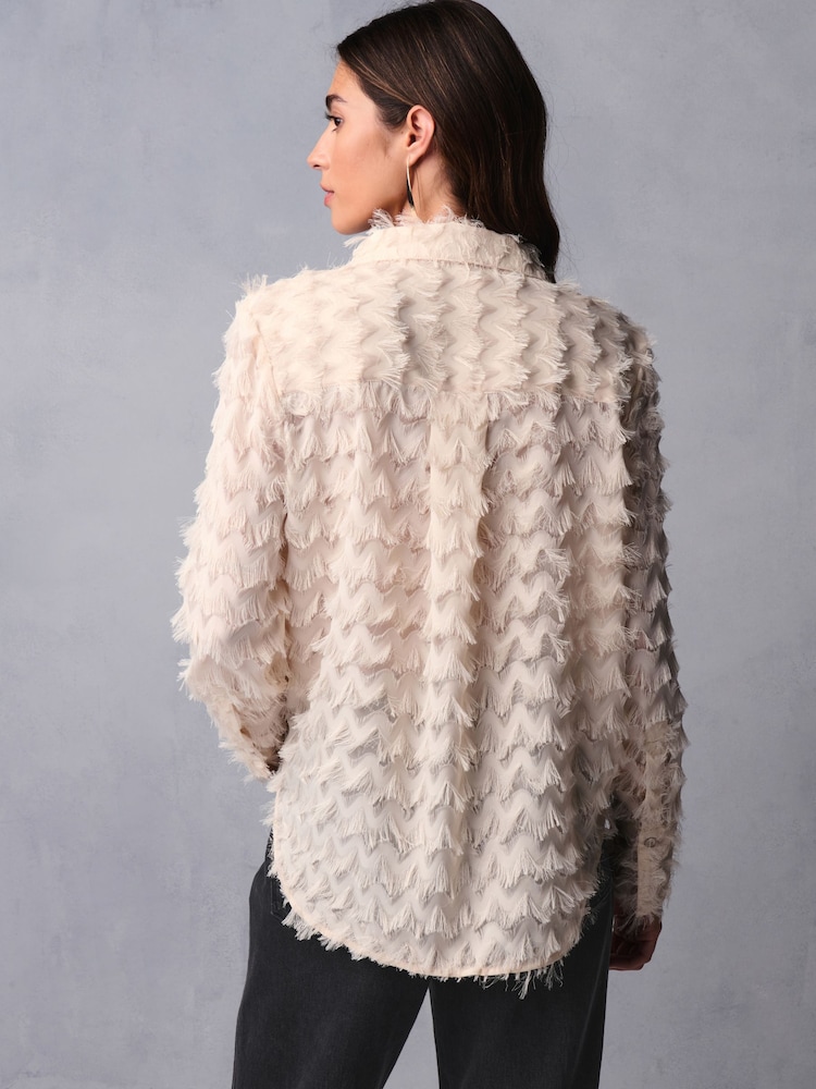 Ecru Washed Ruffle Neck Long Sleeve Blouse - Image 12 of 12 Ecru Washed Ruffle Neck Long Sleeve Blouse - Image 12 of 12