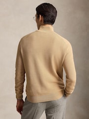 Polo Ralph Lauren Brown Mesh Knit Cotton Quarter Zip Jumper - Image 2 of 5