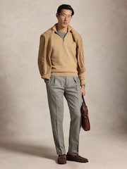Polo Ralph Lauren Brown Mesh Knit Cotton Quarter Zip Jumper - Image 3 of 5