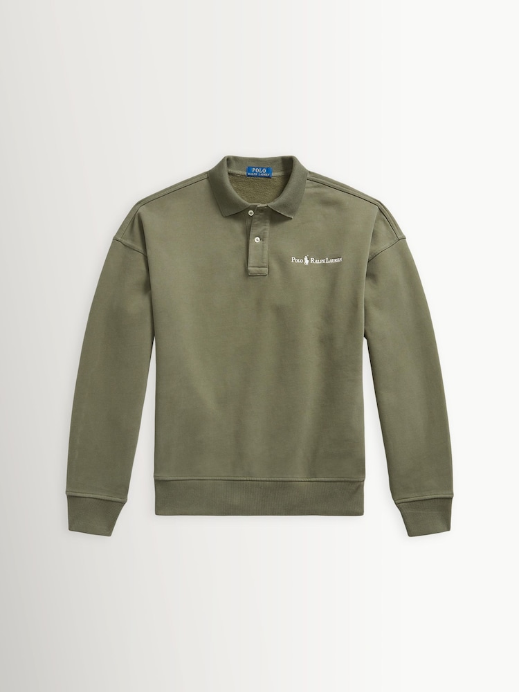 Polo Ralph Lauren Green Script Button Up Sweatshirt - Image 1 of 1