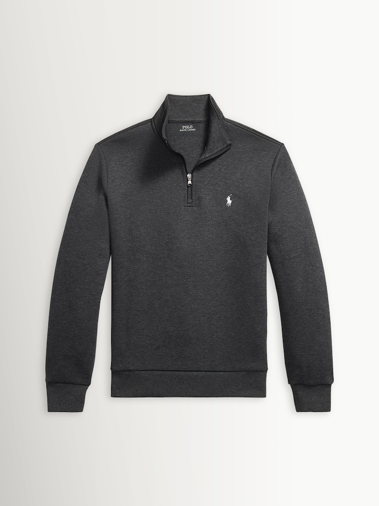 Polo Ralph Lauren Grey Double Knit Tech Quarter Zip Sweatshirt - Image 1 of 1
