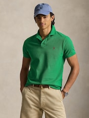 Polo Ralph Lauren Green Custom Fit Mesh Pique Polo Shirt - Image 1 of 2