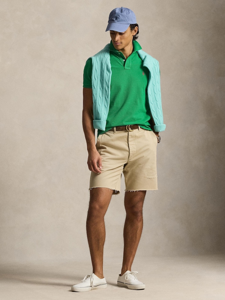 Polo Ralph Lauren Green Custom Fit Mesh Pique Polo Shirt - Image 2 of 2