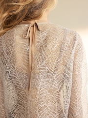 Gold Long Sleeve Sequin Leaf Blouse - Image 4 of 7