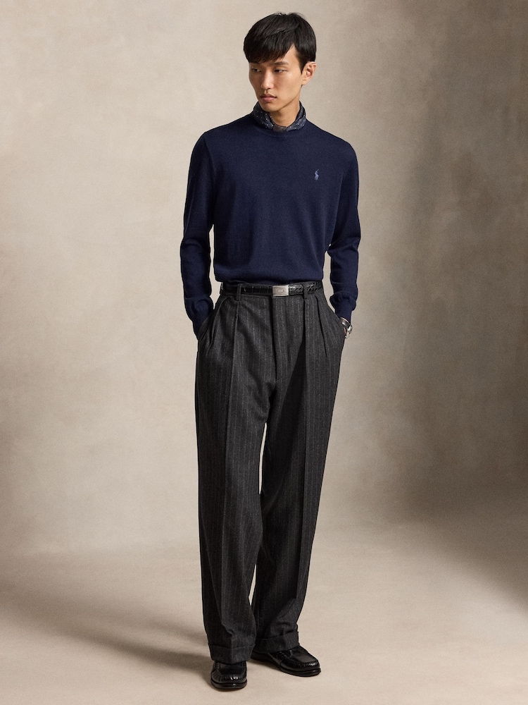 Polo Ralph Lauren Navy Blue Merino Crewneck Jumper - Image 2 of 5