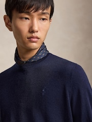 Polo Ralph Lauren Navy Blue Merino Crewneck Jumper - Image 4 of 5