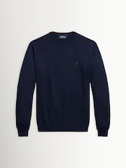 Polo Ralph Lauren Navy Blue Merino Crewneck Jumper - Image 5 of 5