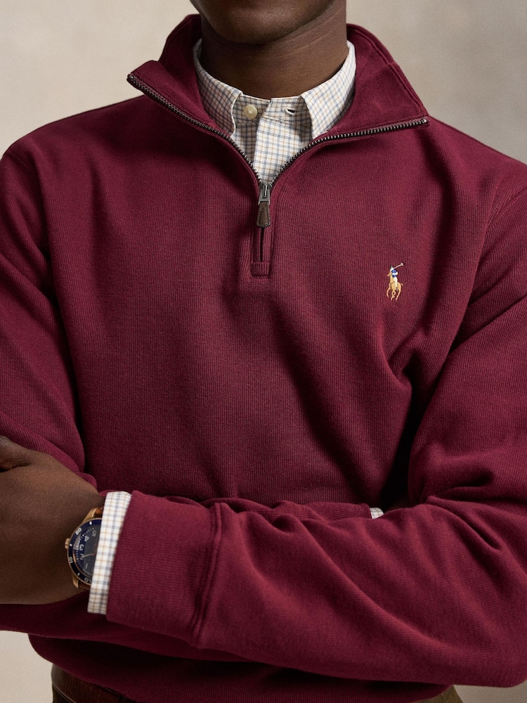 Polo Ralph Lauren Red Knit Half Zip Pullover Sweatshirt - Image 5 of 5 Polo Ralph Lauren Red Knit Half Zip Pullover Sweatshirt - Image 5 of 5
