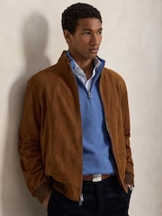 Polo Ralph Lauren Blue Mesh Knit Cotton Quarter Zip Jumper - Image 3 of 5